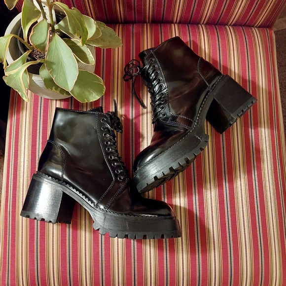 Jeffrey Campbell Black Glossy Combat Boots - Picture 5 of 16
